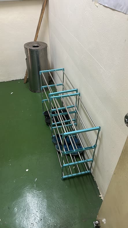 Clean shoe storage area at budget hostel in Taman Pelangi Johor Bahru